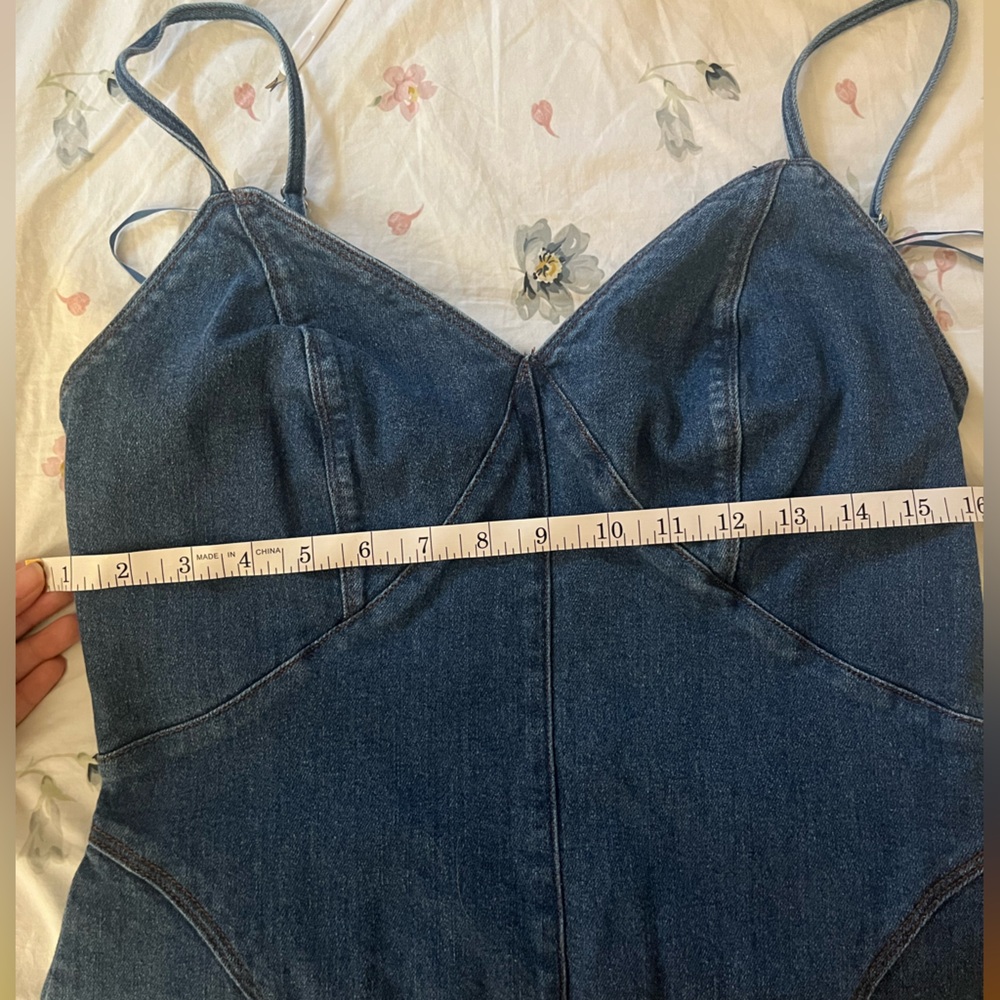 Blue Denim Spaghetti Strap Dress - Picture 4 of 4